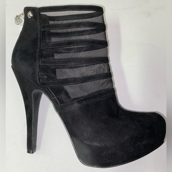 Guess Black Suede Zip-up Boot Heels Size 7 - Picture 4 of 11